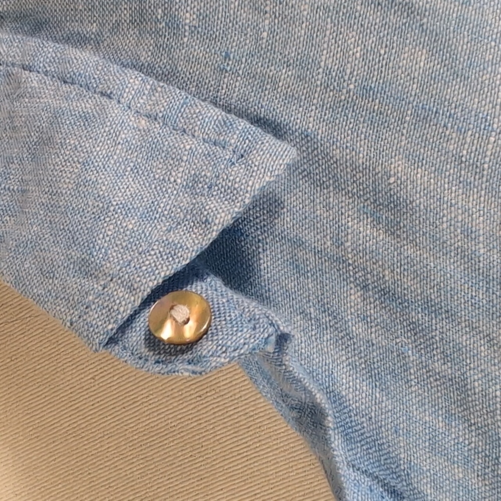 Joie 100% Linen Light Blue Button Down Long Sleeve Shirt, Sz. L. - Picture 2 of 5